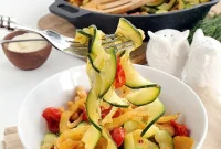 Zucchini Noodles with Braised Fennel, Tomatoes, and Beans