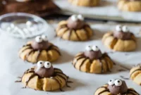 Spooky Chocolate Peanut Butter Spider Cookies
