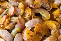 Roasted Autumn Sheet Pan with Chicken Sausage Apples and Squash