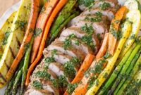 Flame-Kissed Pork Tenderloin with Bright Chimichurri and Rustic Roast Vegetables