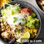 Homemade Chipotle Meal Prep Bowls 12 A finished Chipotle Chicken Burrito Bowl, vibrant and ready to eat.