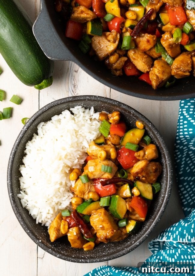Sichuan Kung Pao Chicken 4 Top view of this recipe that is better than panda expresses original recipes.