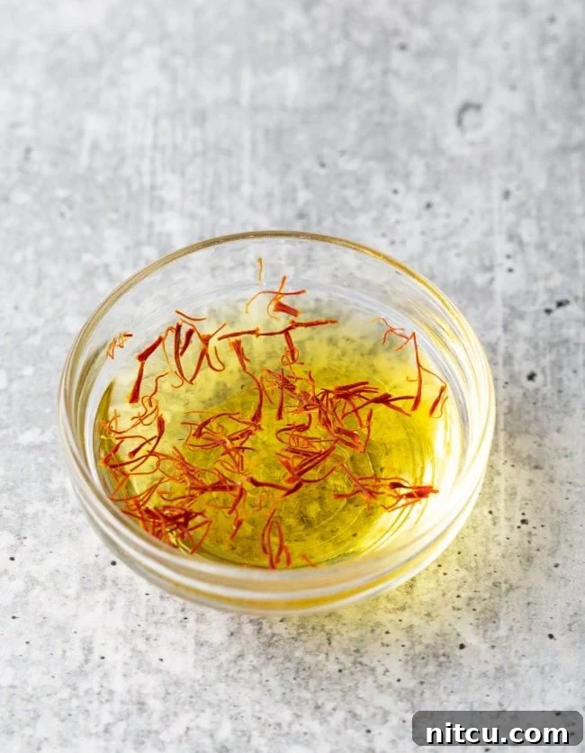 bowl with saffron and water