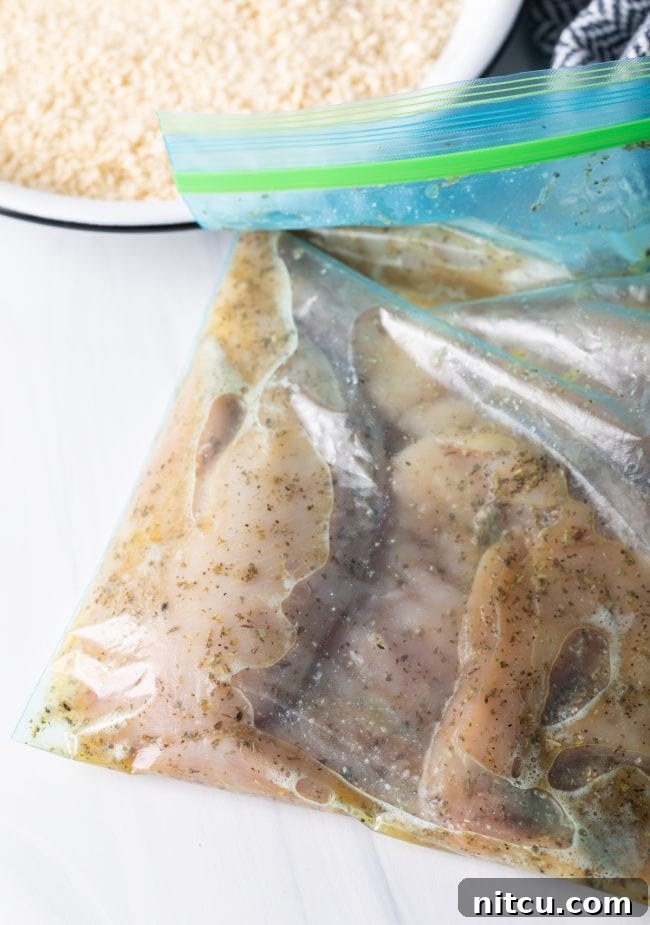 Crispy Italian Chicken Cutlets 5 raw thin cut breasts in Italian marinade