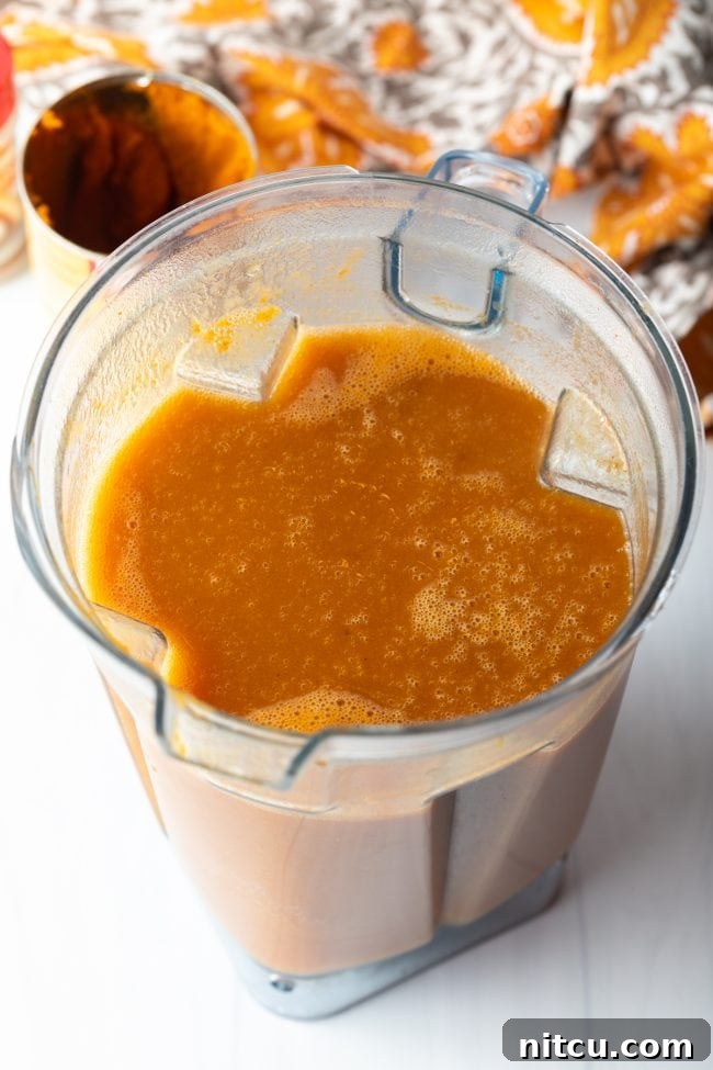 Hogwarts Pumpkin Juice 6 ingredients pureed in a blender