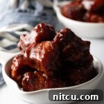 Smoked pork belly burnt ends in a serving bowl.