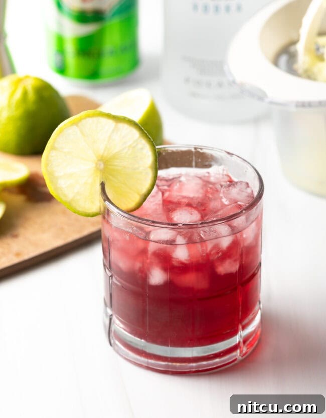 Lifeforce Infusion 10 A vibrant cocktail in a tall glass with a lime garnish, against a soft, inviting background.