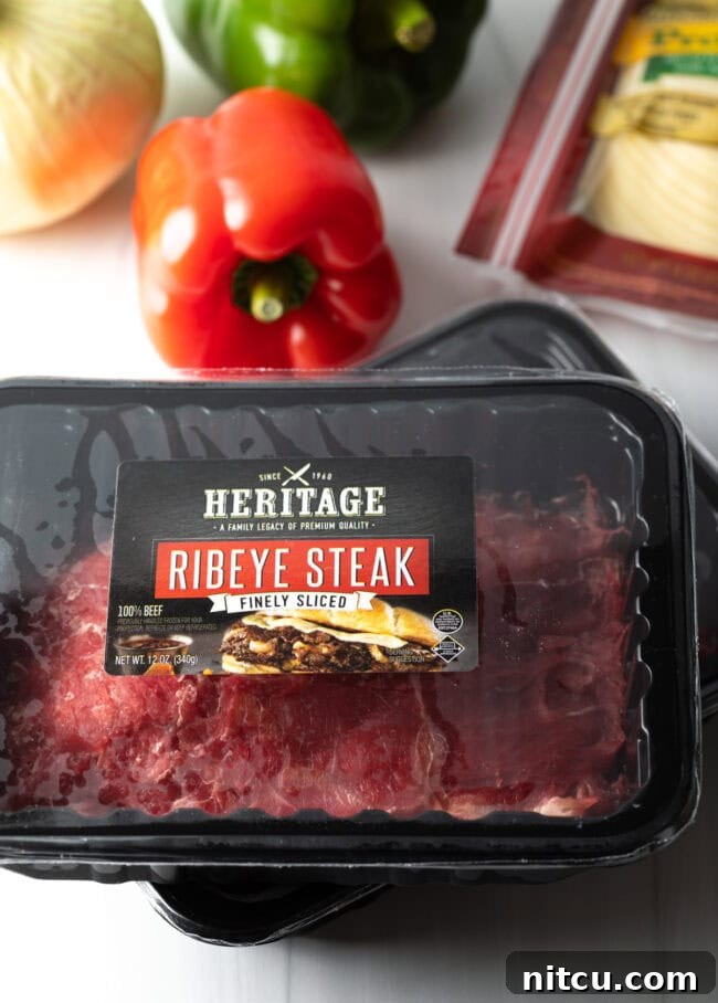 Philly Cheesesteak Bites 4 Package of unopened sliced ribeye steak.