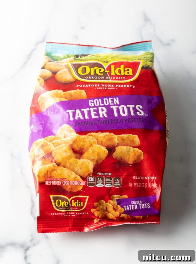 Bag of ore-ida frozen tater tots.