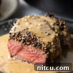 Peppercorn-Crusted Steak with Velvety Cognac Sauce 13 Steak au Poivre Recipe with Cognac Cream Sauce
