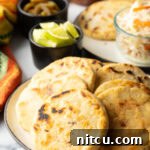 Delicious homemade pupusas ready to serve.
