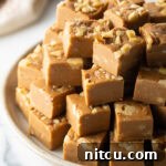 Creamy Maple Walnut Delight 14 Small, perfectly formed maple walnut fudge squares, ready to be served or enjoyed, showing a tempting close-up of the texture.