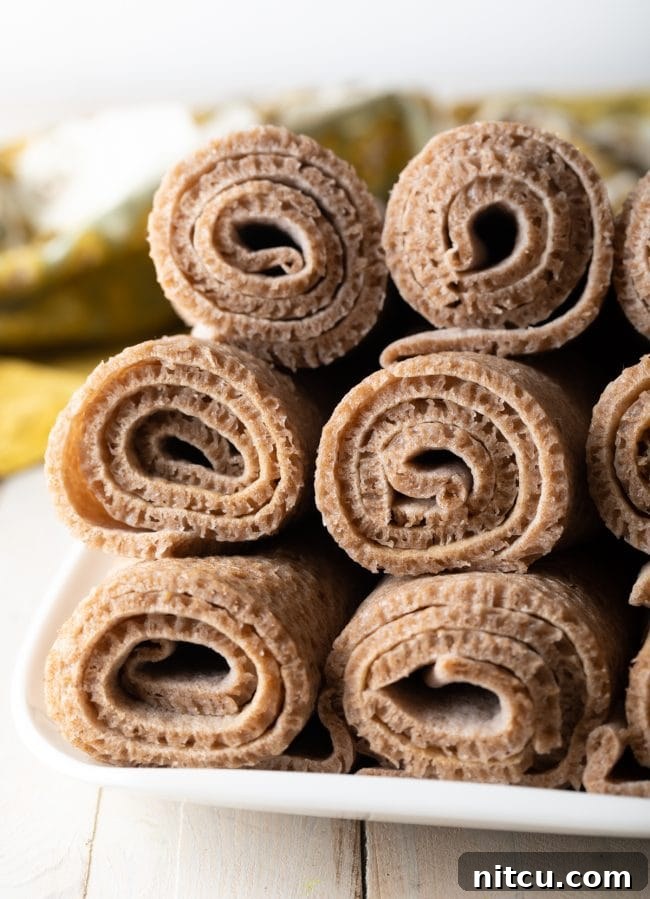 Rolled up Injera bread. 