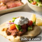 Authentic Street Style Beef Shawarma 15 Final view loaded beef shawarma wrap from recipe.