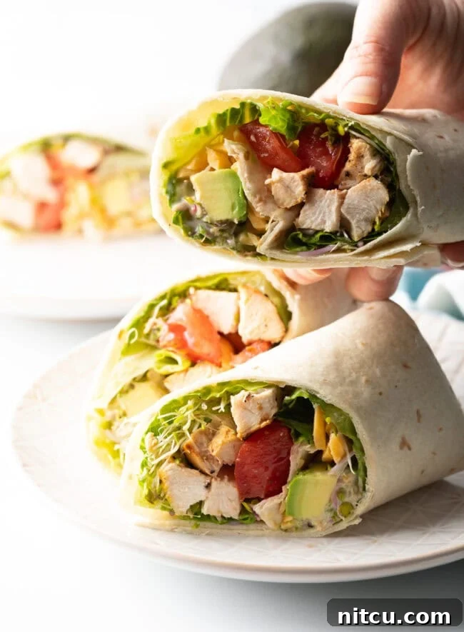 Your New Favorite Chicken Wrap 4 Hand holding chicken wrap to camera.