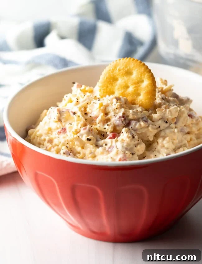 Your New Favorite Pimento Cheese 2 best pimento cheese recipe in red bowl