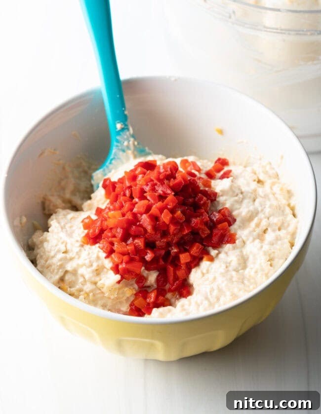 Your New Favorite Pimento Cheese 7 mix in the diced pimentos