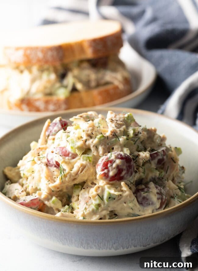 Perfect Turkey Sandwich Salad 10 Bowl of turkey salad.