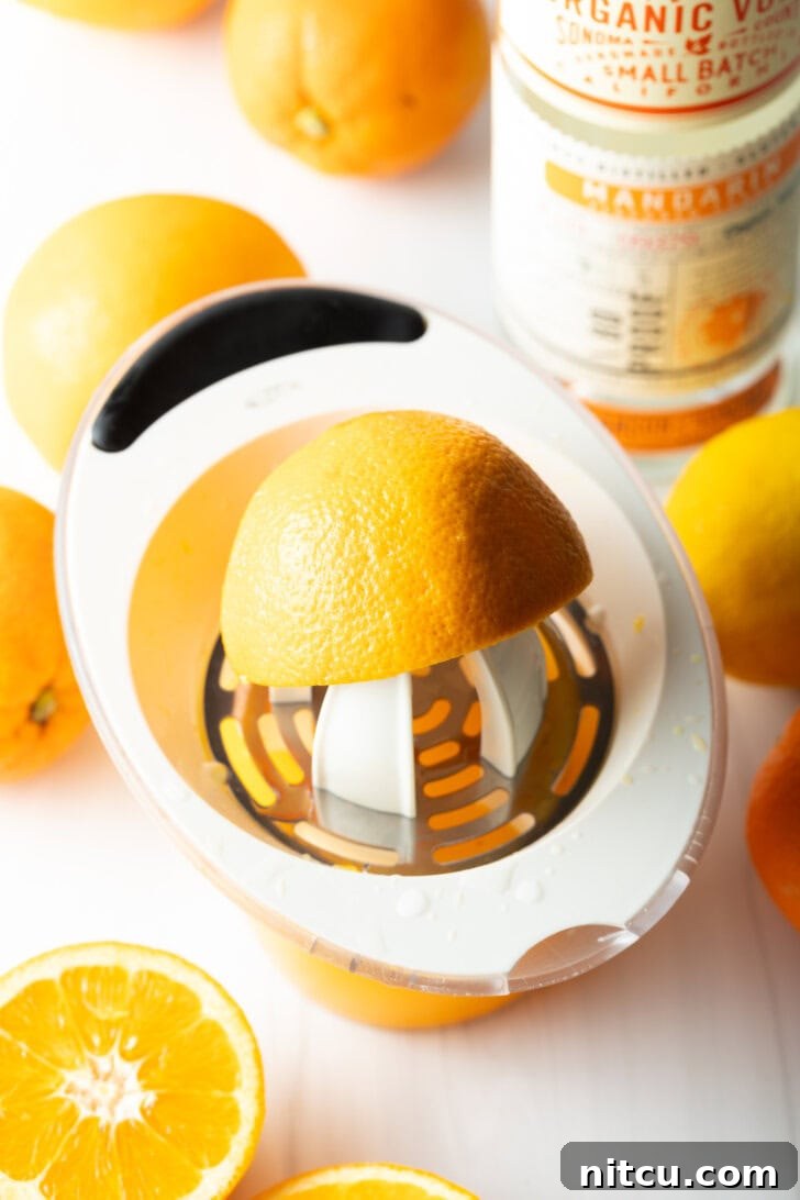 Juicing an orange.