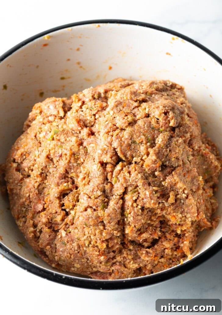 Pitmaster's Meatloaf 8 The perfectly shaped meatloaf mixture, ready for its final transformation into two loaves.