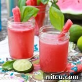 Gin Cocktail ~ Watermelon Basil Bramble via ASpicyPerspective.com