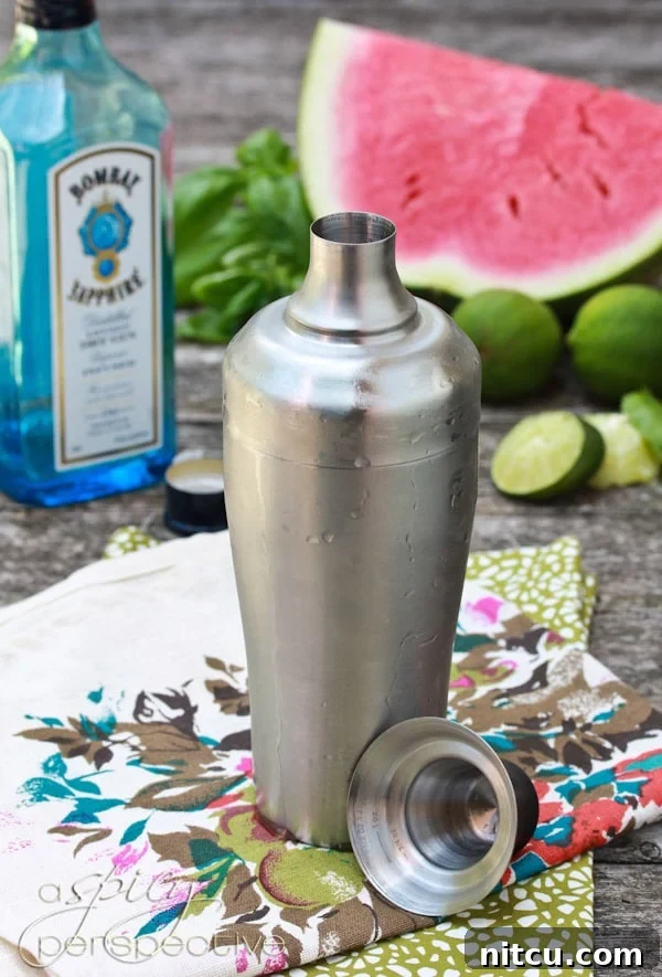 Watermelon Basil Gin Cocktail Gin Cocktail with watermelon and basil