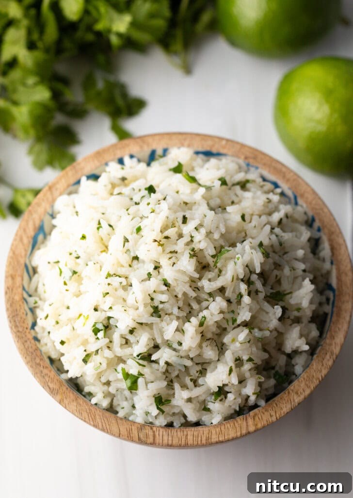 Homemade Chipotle Cilantro Lime Rice 10 Bowl of copycat chipotle rice.