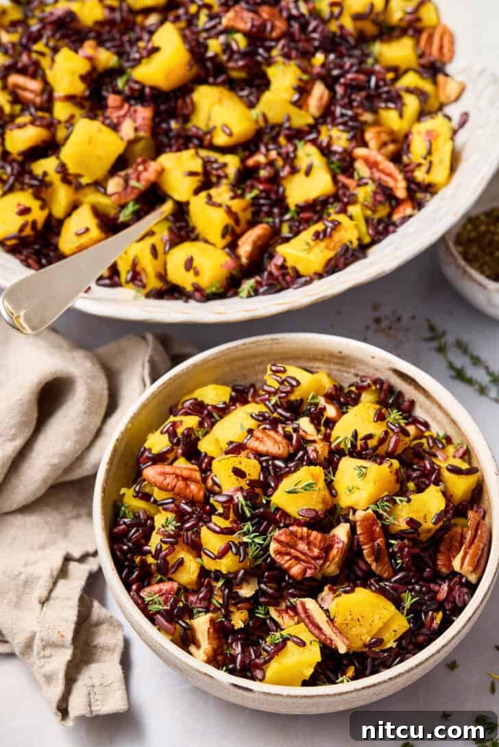 Royal Purple Rice Dish 7 Easy black rice recipe for fall, served in a white bowl.