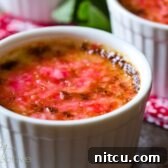 Festive Creme Brulee 2 Beautifully caramelized peppermint creme brulee in a ramekin