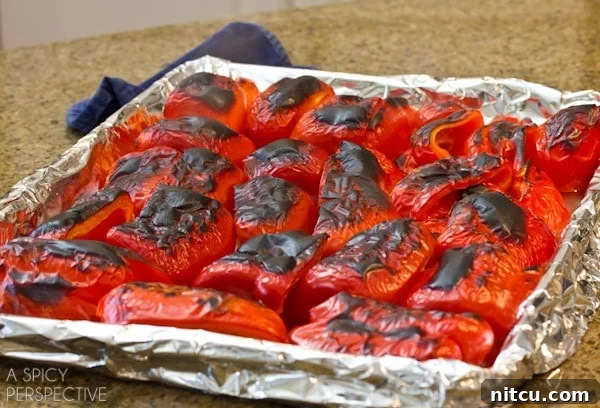 Perfect Roasted Red Peppers Every Time 7 Oven Roasting Peppers | ASpicyPerspective.com #howto #diy #redpeppers
