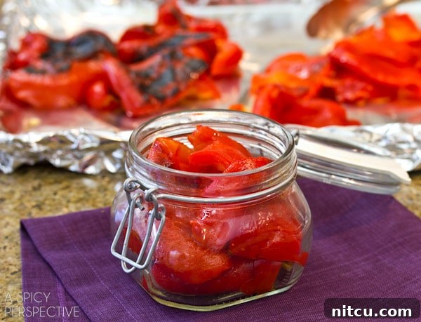 Perfect Roasted Red Peppers Every Time 10 Easy Roasted Red Peppers | ASpicyPerspective.com #howto #diy #redpeppers