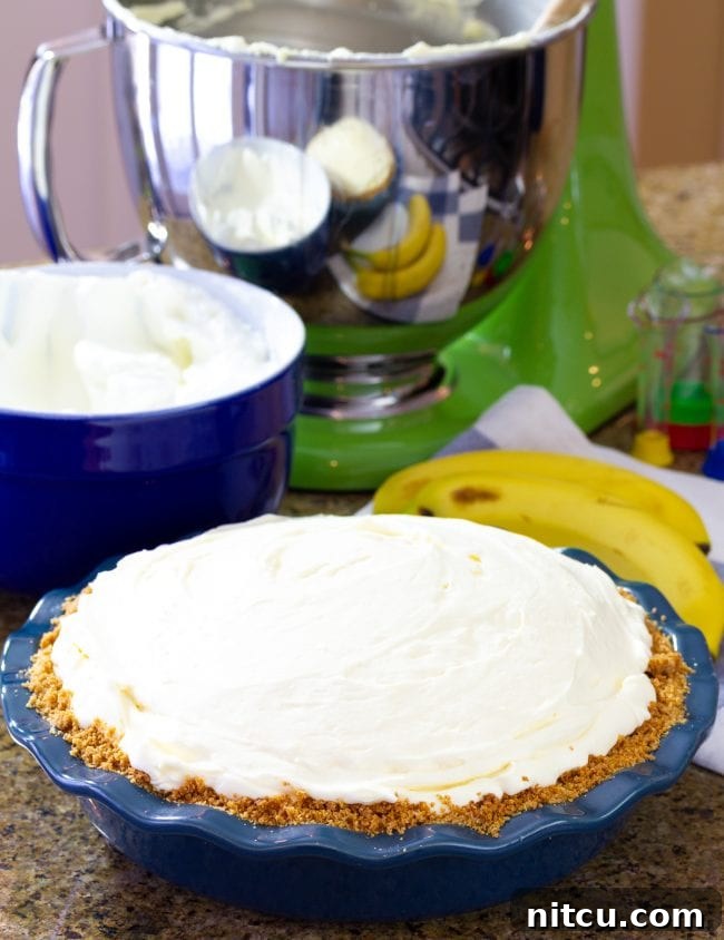 Velvet Banana Indulgence 6 A graham cracker crust generously filled with smooth banana cream pie filling and topped with whipped cream.