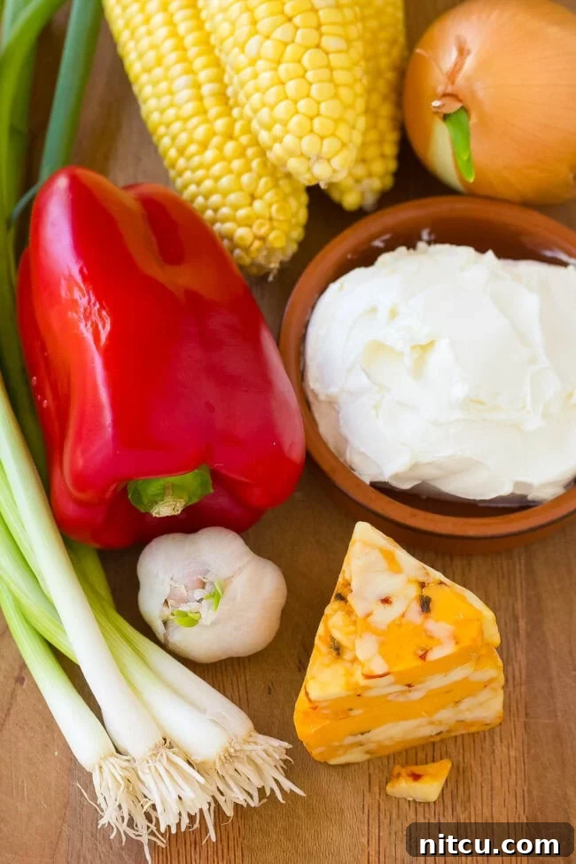 Charred Corn Fiesta Dip 4 Some of the ingredients you will need