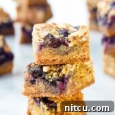 Blueberry White Chocolate Blondies Recipe #summer