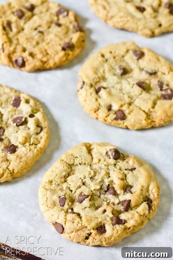 The Best Chocolate Chip Cookie Recipe close up - baking cookies in convection oven