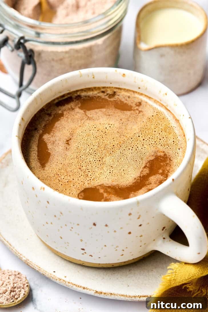 Mexican Mocha Recipe - close up shot with cinnamon dusting