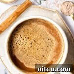Mexican Mocha Recipe overhead shot with cinnamon