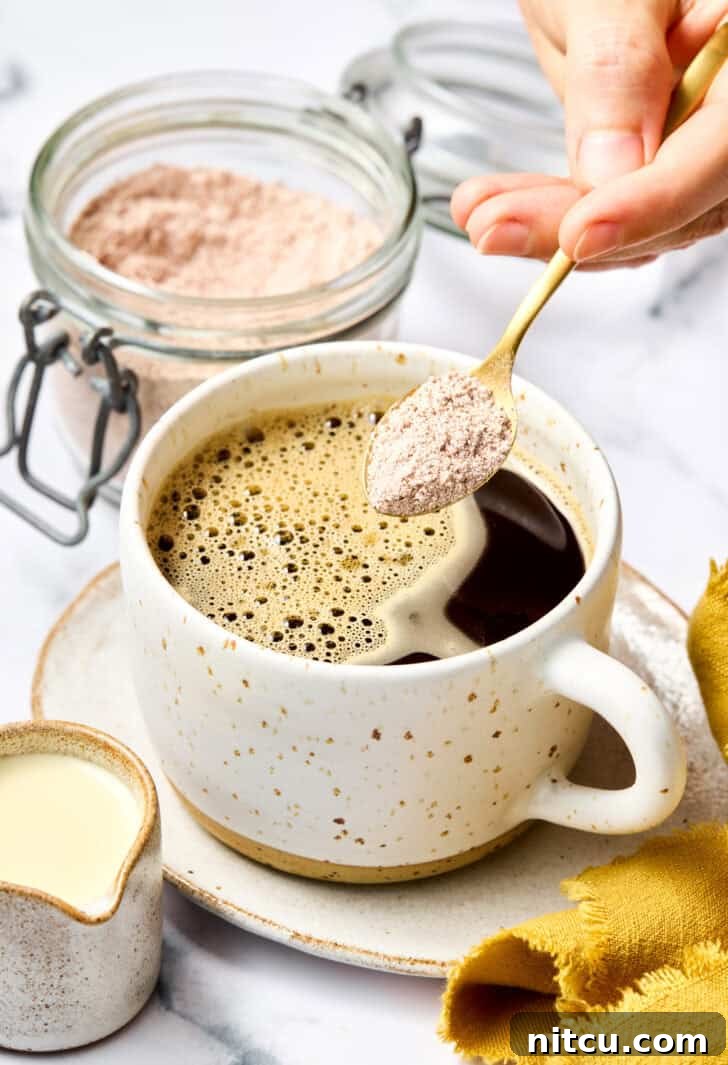 Adding spice mix to Mexican Mocha Recipe