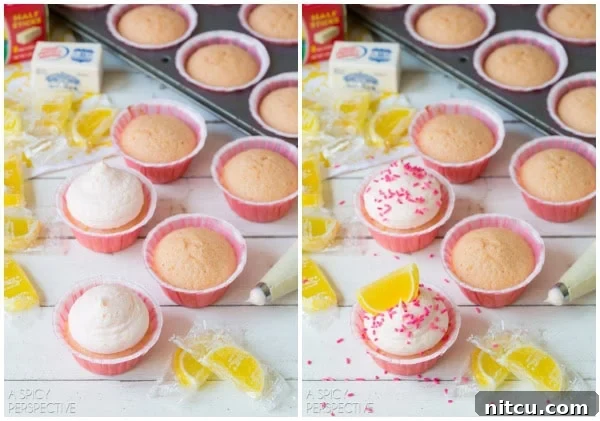 Making Pink Lemonade Cupcakes from scratch, infused with lemon and a hint of pink. #lemon #lemonade #cupcakes #pink #kitchenconvo
