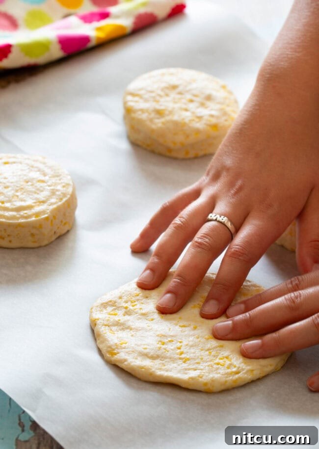 Sweet Start Fruit Pizza 3 Children's hands pressing canned biscuit dough into flat circles for homemade breakfast fruit pizza crusts.