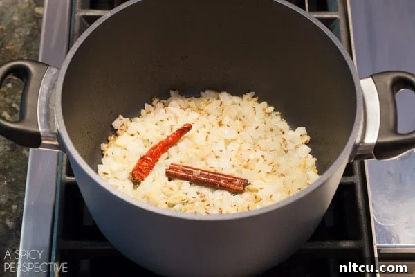Another step-by-step image demonstrating how to prepare Indian rice, highlighting the addition of basmati grains.