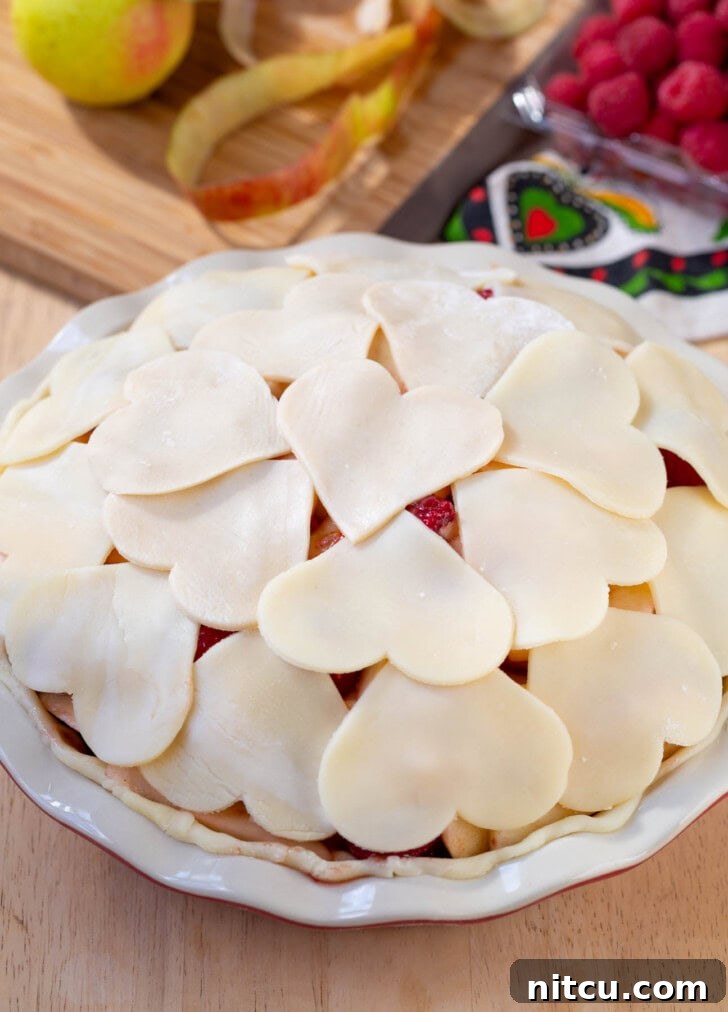 Berry Kissed Apple Pie 6 Heart-shaped pie crust cutouts, perfect for an decorative and functional top crust.