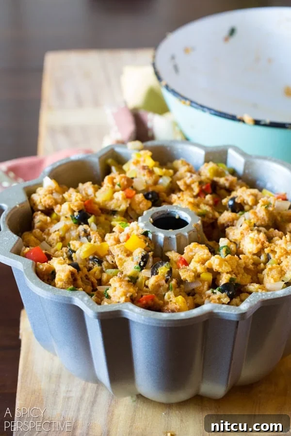Stuffing Crown 3 Stuffing Bundt: Stuffing in a Bundt Pan before baking