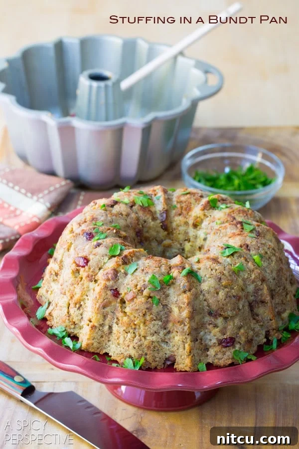 Stuffing Crown 5 Simple Stuffing Bundt: How to Prepare Stuffing in a Bundt Pan - baked and garnished with parsley