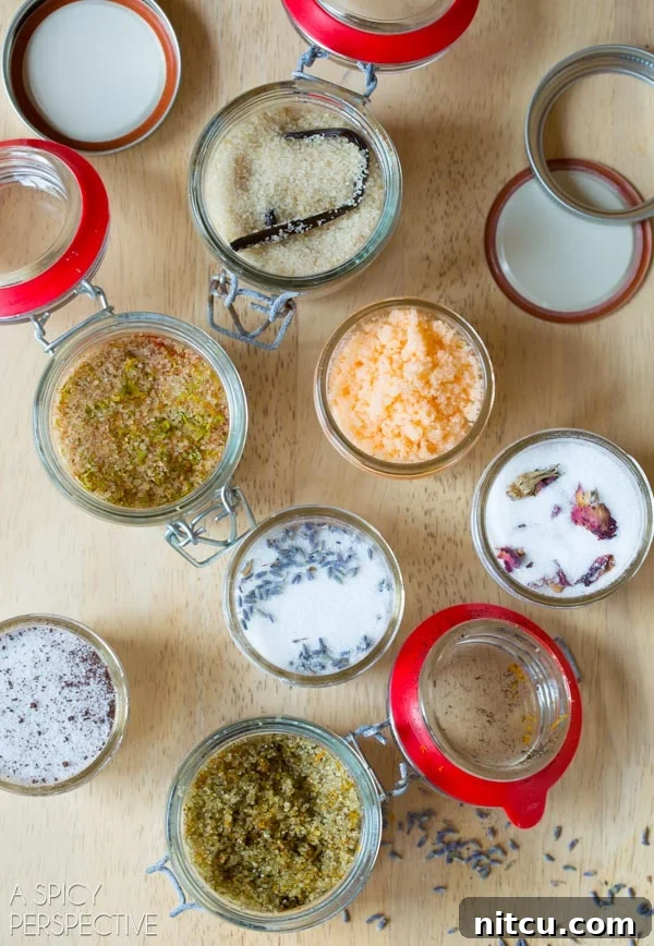 Gourmet Infused Sugars 8 How to Make Flavored Sugars - Best Flavored Sugar Recipes #ediblegifts #homemadegifts