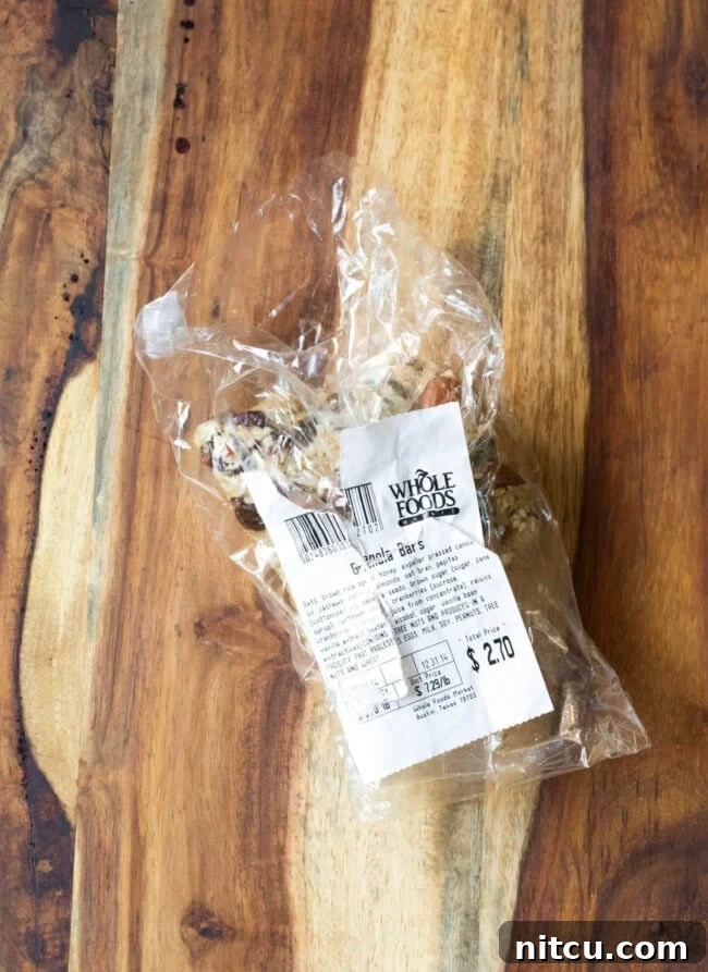Original Whole Foods Granola Bar Wrapper with price on it.