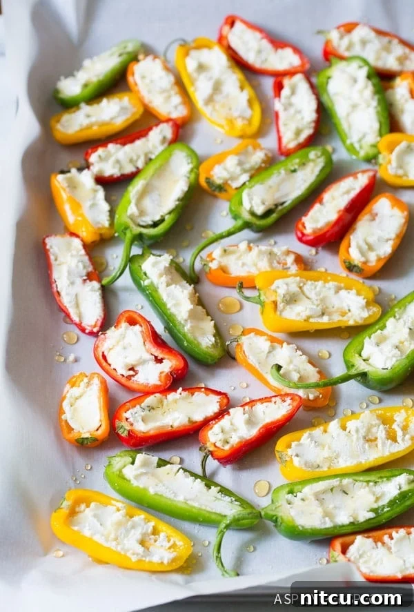 Mini Pepper Poppers 6 Easy to Make 3-Ingredient Mini Stuffed Peppers Recipe on ASpicyPerspective.com - So good!