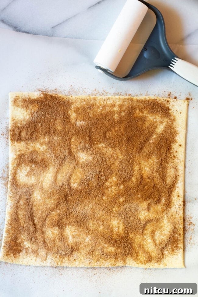 Flaky Pull-Apart Puff Pastry 6 Sprinkle puff pastry with filling