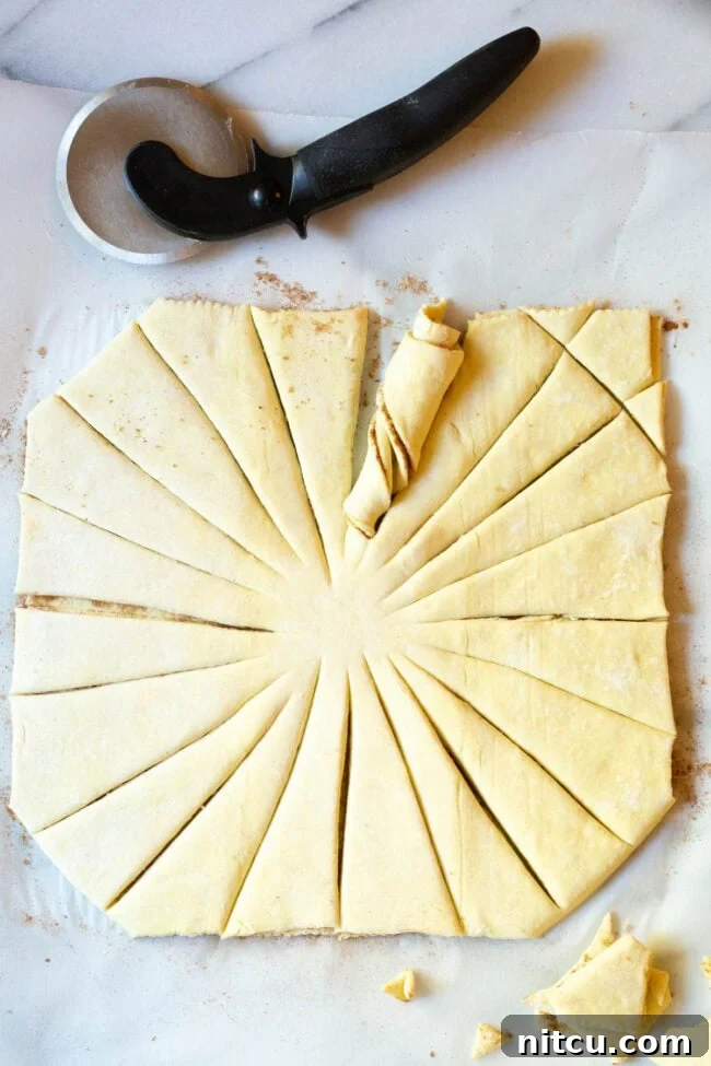 Flaky Pull-Apart Puff Pastry 8 cut the puff pastry into strips toward the center