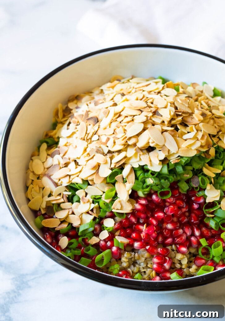 Wholesome Lentil Salad with Tangy Apple Dressing 5 All ingredients for lentil salad in a bowl.